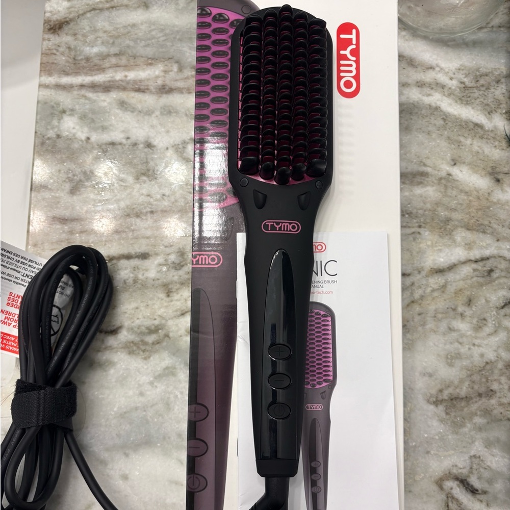 TYMO Hair Straightening Brush - Black and Pink